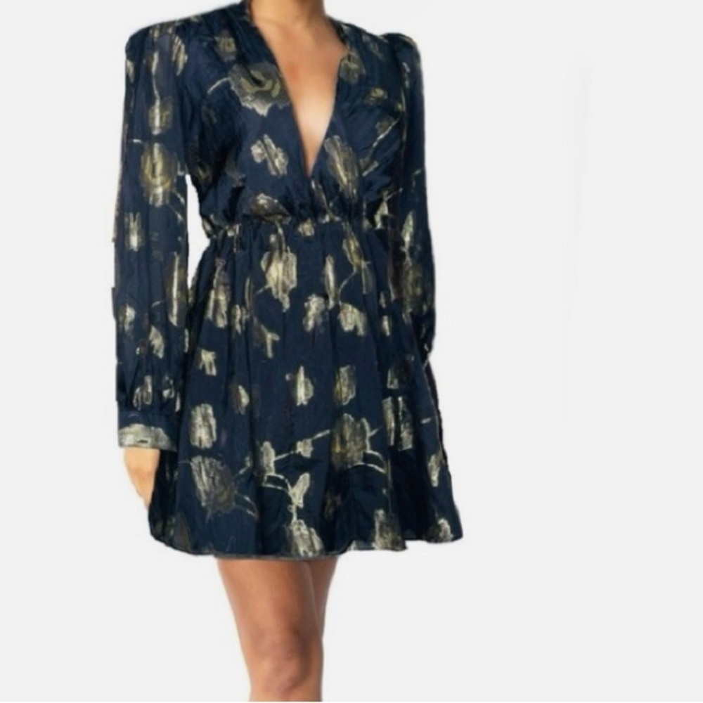 Express Black and Gold Long Sleeve Dress